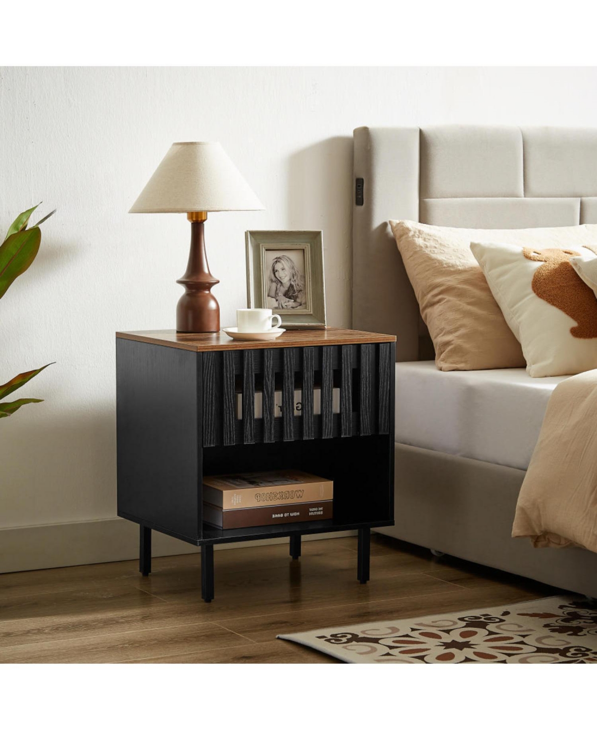 Streamdale Furniture 2 Set Nightstands with Grille Striped Doors