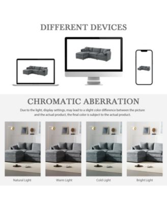 Chenille Modular Sectional Sofa with Ottoman