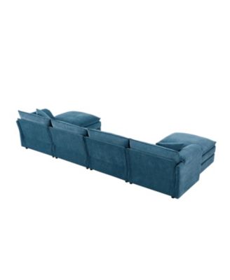 Streamdale 136" Chenille U-Shaped Sectional Sofa with Ottomans