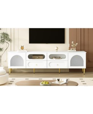 78.8" Retro TV Stand - Media Console w/ Cabinets & Drawers