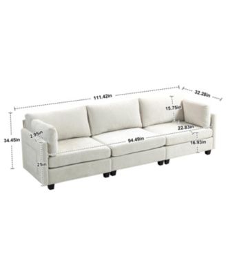 Streamdale 111.42x32.28" 3-Seater Chenille Sofa - Comfy, Cloud-Soft, with Side Pocket