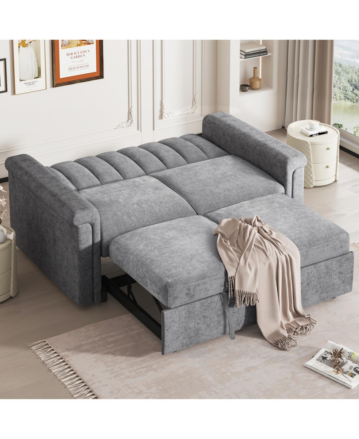 Streamdale Furniture Convertible Soft Cushion Sofa Pull Bed, for Two People to Sit On