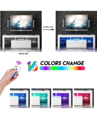 Modern LED TV Stand with Flip Door and High Gloss Finish