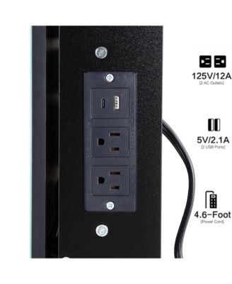 Streamdale Vanity Table, Stool, and LED Mirror with Power Station