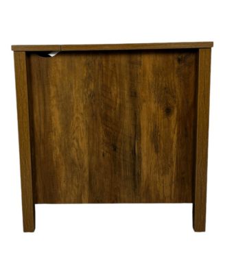 Farmhouse End Table with Storage and Charging Station, Drawer and Barn Door