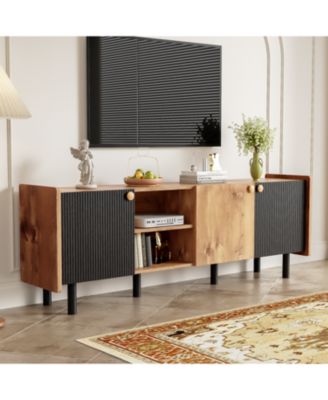  Mid Century TV Console 3 Cabinets, up to 70" TVs, Storage for Living/Bedroom