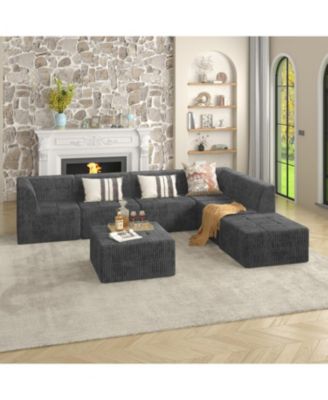 Modern Corduroy Couch Single-Seat Sectional Sofa