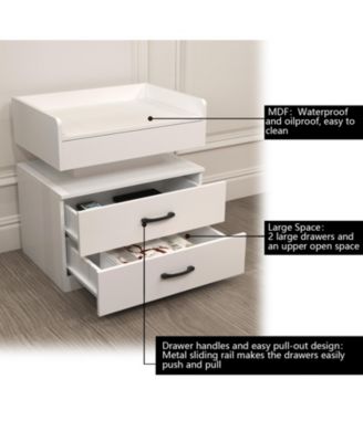 LED Nightstand with 2 Drawers and Storage