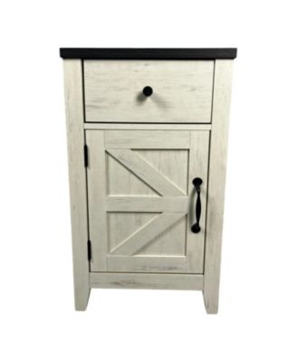 Farmhouse Bedside Table with Charging Station, Barn Door Nightstand with Drawer