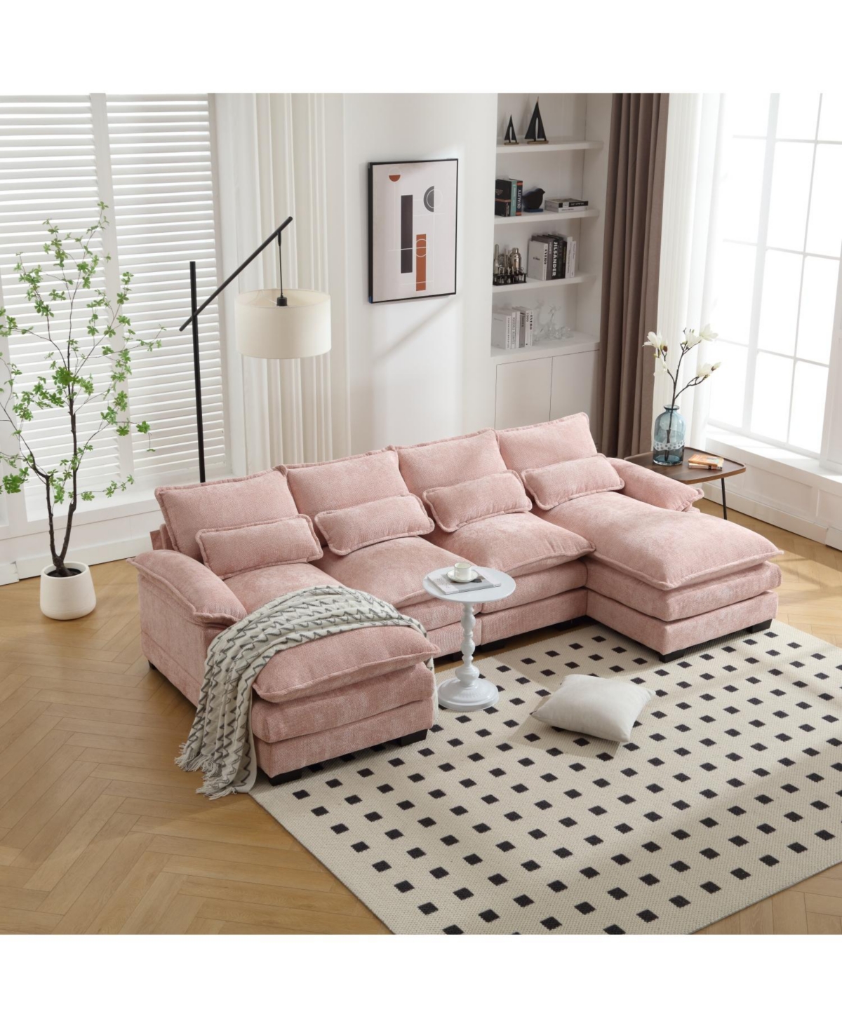 Streamdale Furniture Chenille, high quality sponge filling, solid wood frame, oversized four-seater, U-shaped combination sofa