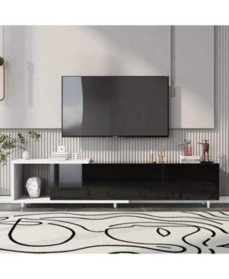 70.1"-100" Modern Stylish ExtendableTV Stand TV Cabinet for 80+inch TV, Black+White