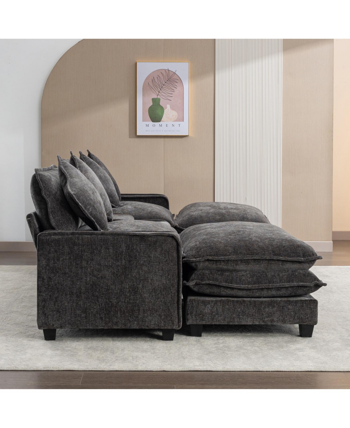 Streamdale Furniture Chenille Sectional Sofa w/Ottomans Usb Cup Holders & Storage