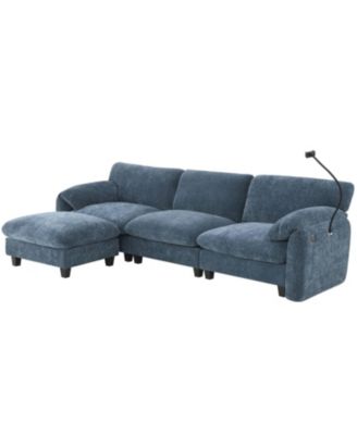 108" Modular Sectional Sofa Wide Seat USB Charger Ottoman