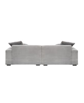 104" Grey Corduroy 4-Seat Sofa with Pillows