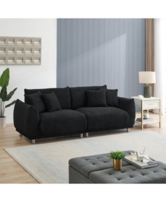 Black Teddy Fleece Sofa with 4 Pillows