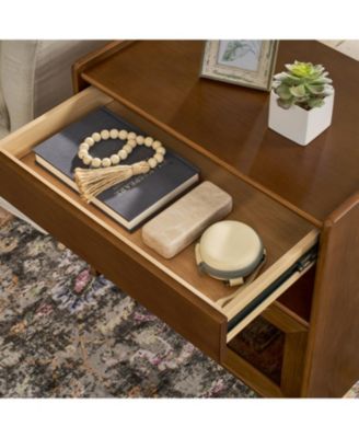 Mid Century Nightstand Charging Station Dark Walnut