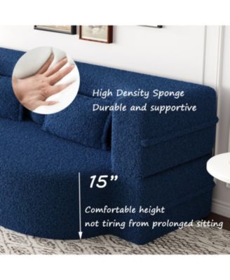 Teddy Fabric Foam Sleeper Sofa Bed with 2 Pillows