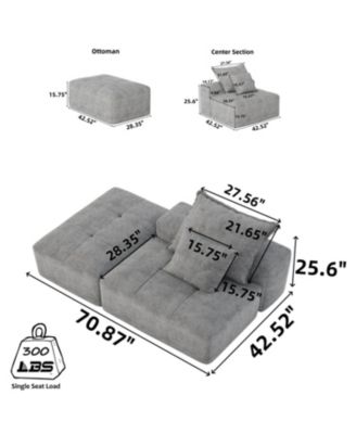 Modern Chenille Modular Sectional Sofa with Pillows