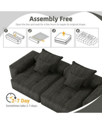 Modern Oversized Modular Sectional Sofa Chenille Fabric Black