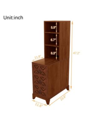 Walnut End Table with 3 Drawers & 2 Shelves