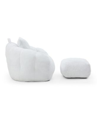 Giant Faux Fur Bean Bag Chair with Footstool
