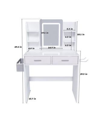 LED Vanity Mirror Dressing Table with Lights & Storage