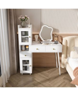 Vanity Dressing Table with LED Mirror & Storage