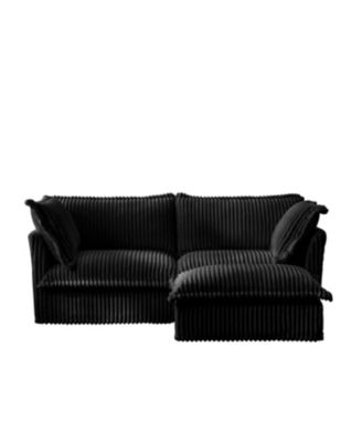 Slipcovered Sectional Sofa with Ottoman - Black Corduroy