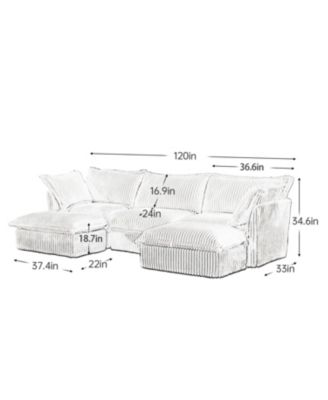 Slipcovered U Shape Sectional Sofa Black