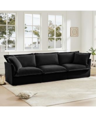 Chenille Fleece Deep Seat Sofa - Black