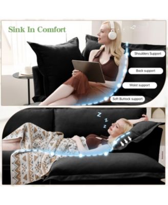 Slipcovered 4-Seater Extra Deep Chenille Sofa - Black