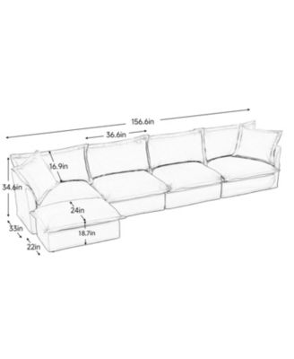 Slipcovered L Shape Chenille Sectional Sofa Couch - Black