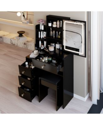 LED Mirror Vanity Table with Stool