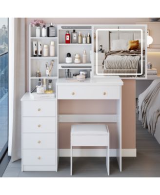 37" LED Mirror Vanity Table with Stool