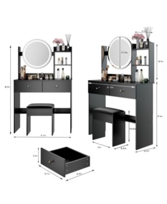 LED Vanity Table Set (Touch 3 Colors Adjustable)