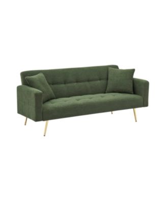 Green Teddy Fleece Sofa Bed with 2 Pillows