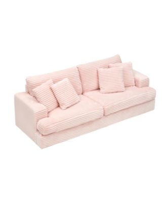 Corduroy 3-Seater Sofa with 4 Pillows