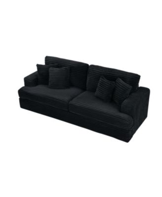 Corduroy 3-Seater Sofa w/ 4 Pillows