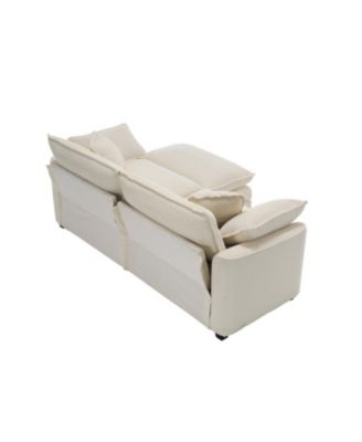Corduroy Two-Seater Sofa with Ottoman