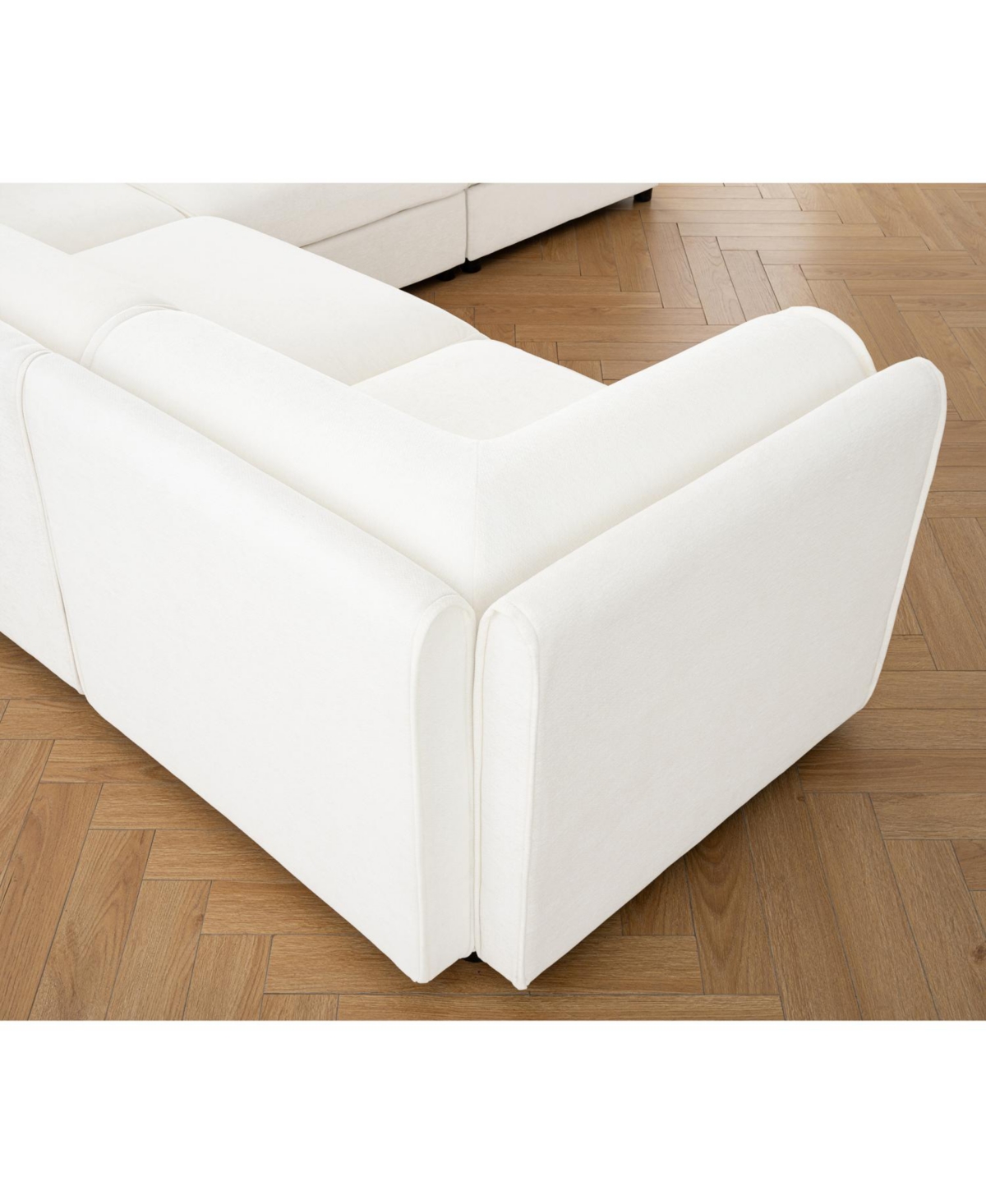 Streamdale Furniture White Chenille 2-Seater Sofa with Hidden Storage