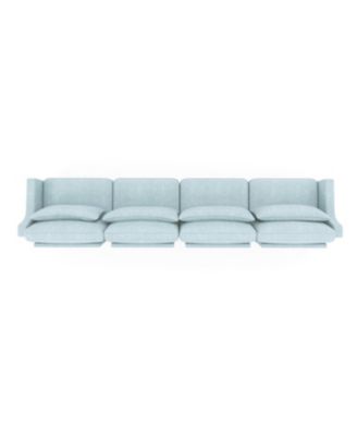 Chenille Sofa Solid Wood Frame Easy Install Sky Blue