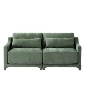 Green Chenille 2-Seater Sofa with Lumbar Pillows