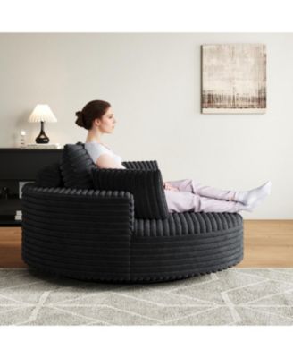 55" Corduroy Swivel Sleeper Chair