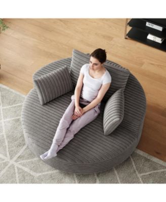 55" Corduroy Swivel Sleeper Chair