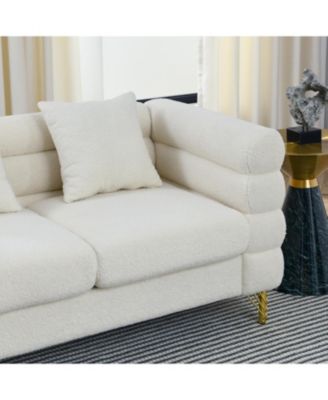 81" Oversized 3-Seater Sectional Sofa - White Teddy