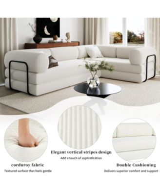  Corduroy L-Shaped Modular Sofa Bed