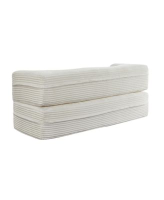 Convertible Corduroy Floor Sofa Bed with Pillows - Beige