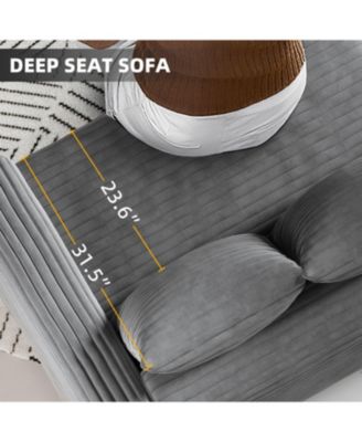 Plush Corduroy 3-Seat Sofa with Soft Pillows