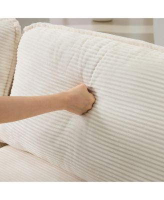 Streamdale Plush Cloud Modular Sofa- 4-Seater + 2 Footstools, Beige Chenille Cushions & Pillows