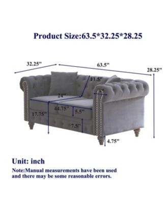 Modern Velvet Chesterfield Sofa with Nailhead Arms